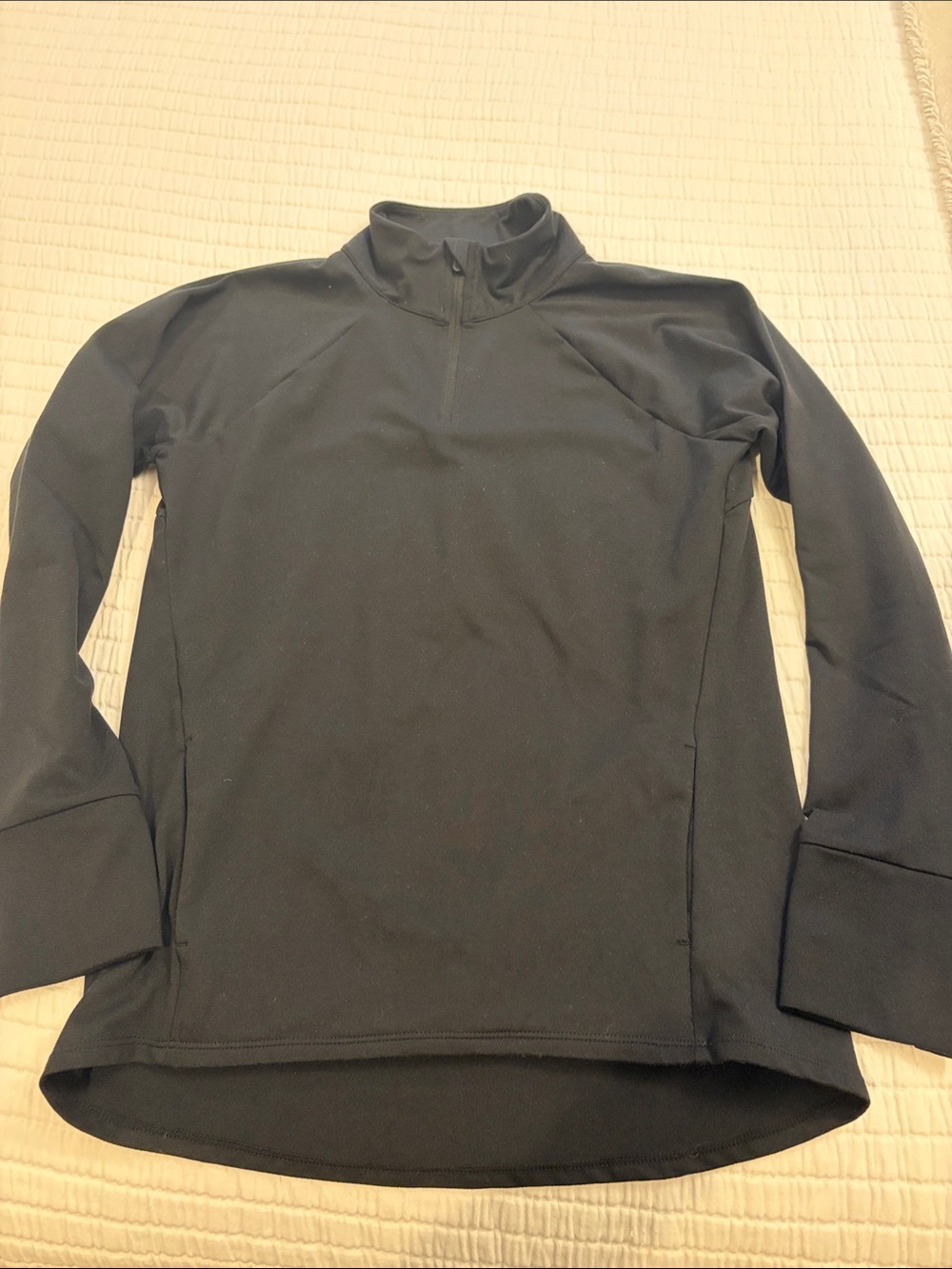 Zella Black Quarter-Zip Long Sleeve Pullover, size large 10/12